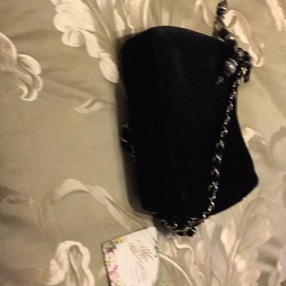 Cappella straworld velvet shoulder bag